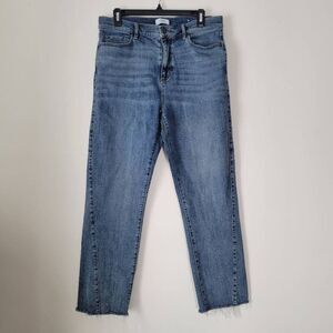 LOFT Outlet High Rise Straight Leg Raw Hem Jeans – Size 8 Blue